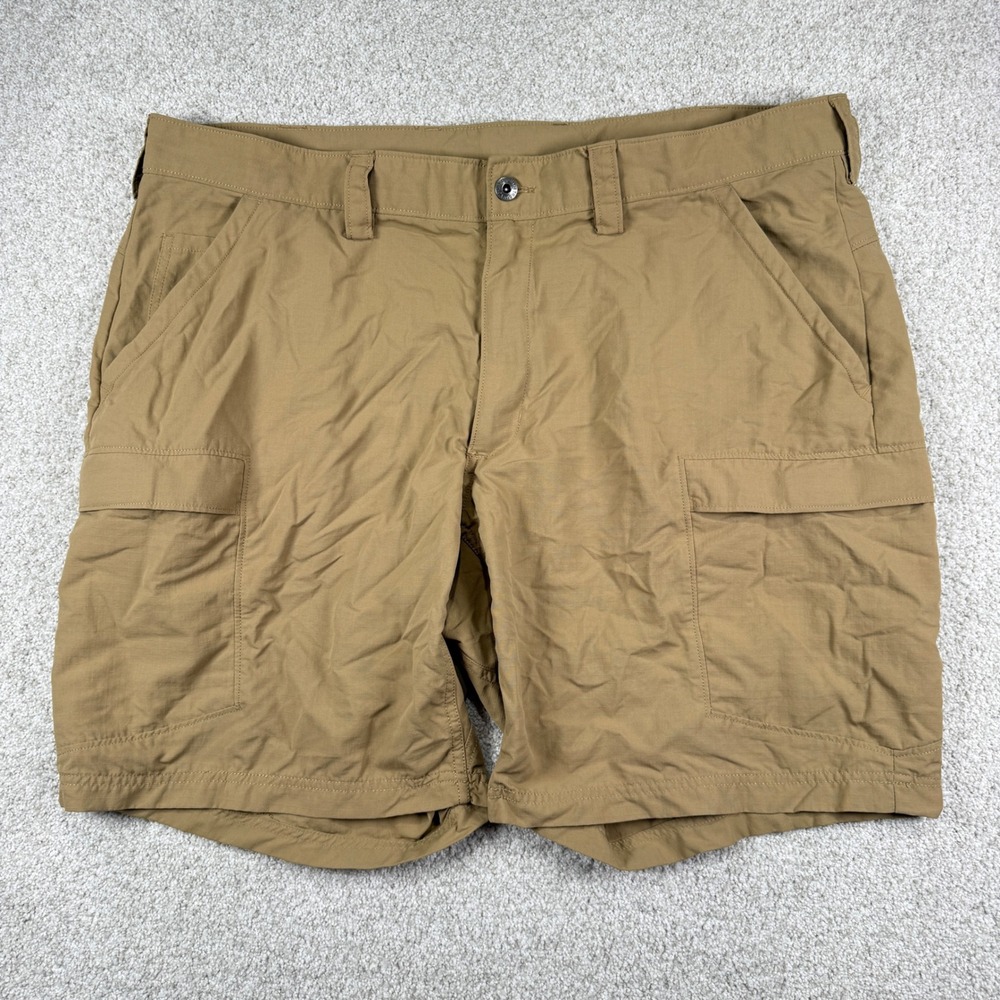 Duluth Trading Co Cargo Shorts Mens 40 Brown Tan Nylon Hiking Utility Outdoor